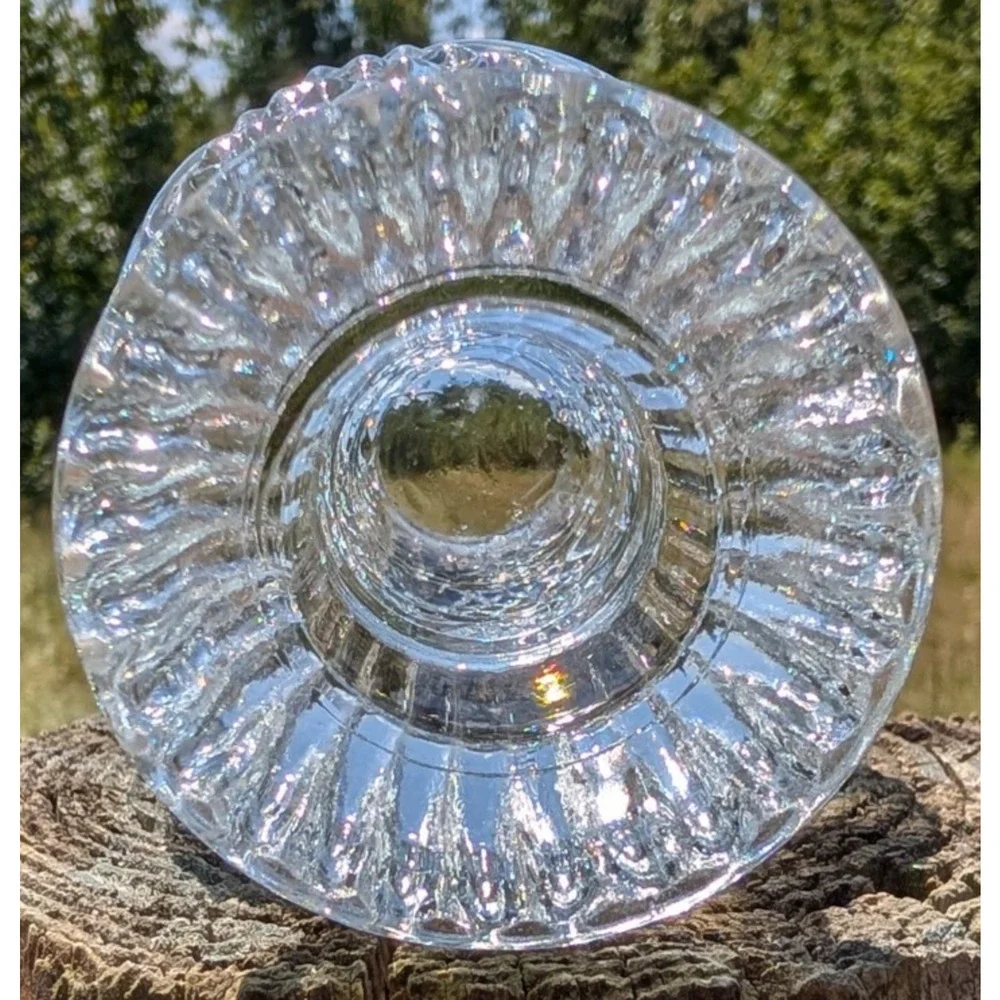 Avon Fostoria Daisy & Diamond Point Crystal Candle Holder Vintage USA